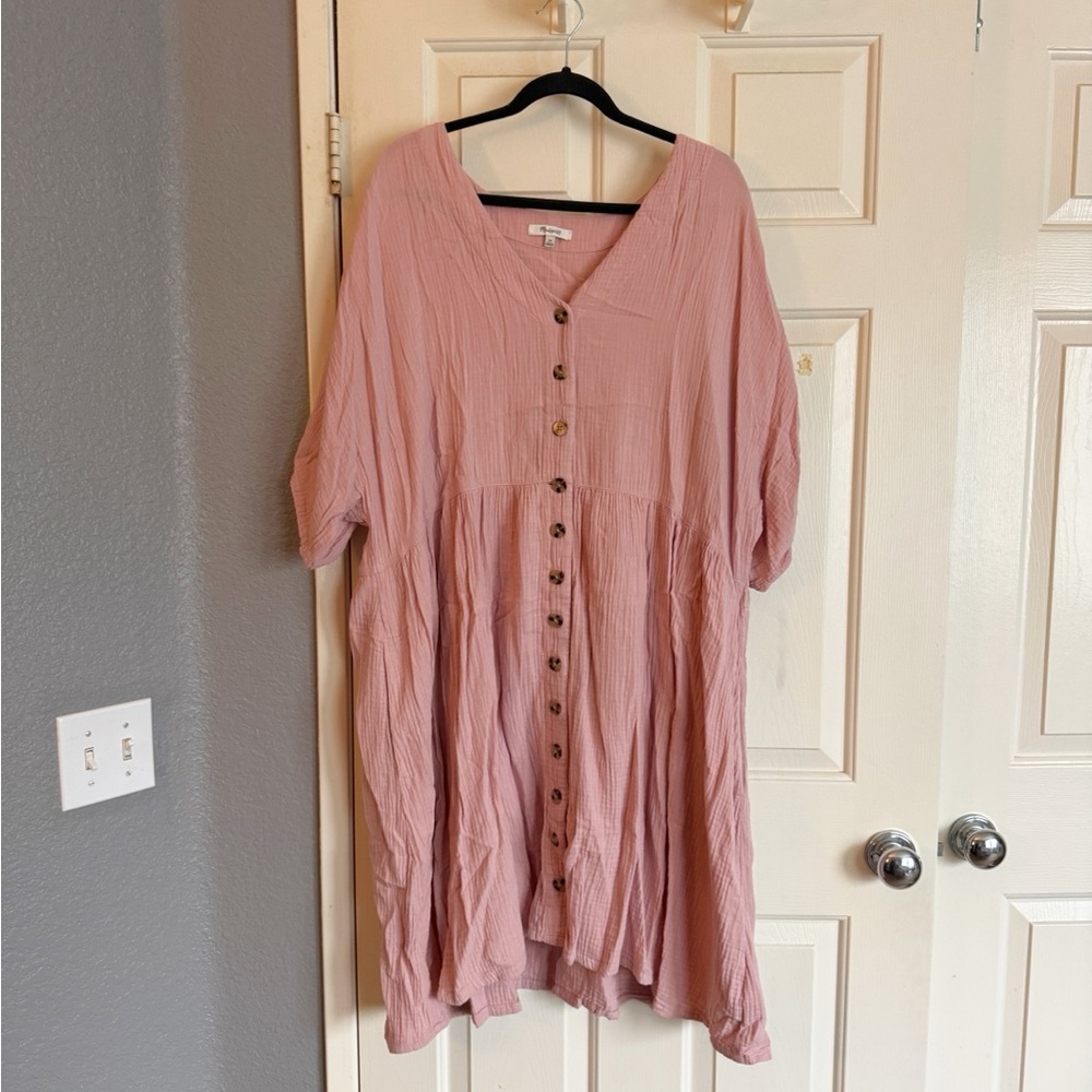 Madewell Pink Button-Down Dress 3x